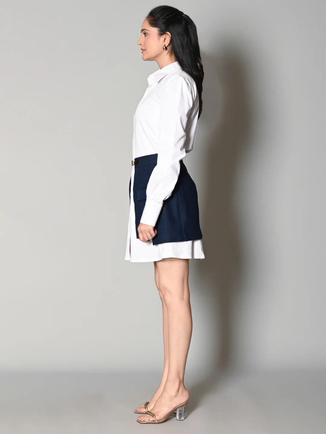 BELTED BLUE DRESS